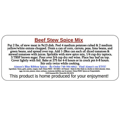 Beef Stew Meal Spice Seasoning Mix ~ Lynd Family Recipe - Dinner Family Size- Loaded with Beef and Vegetables- Spice Mix Packet - Crock Pot
