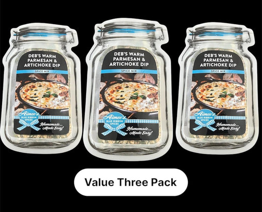 Deb’s Warm Parmesan & Artichoke Dip NO SALT  Spice Seasoning Mixes "Value Three Pack Bulk Savings 3 Pack!" Spice Mix Gluten FREE Add Spinach