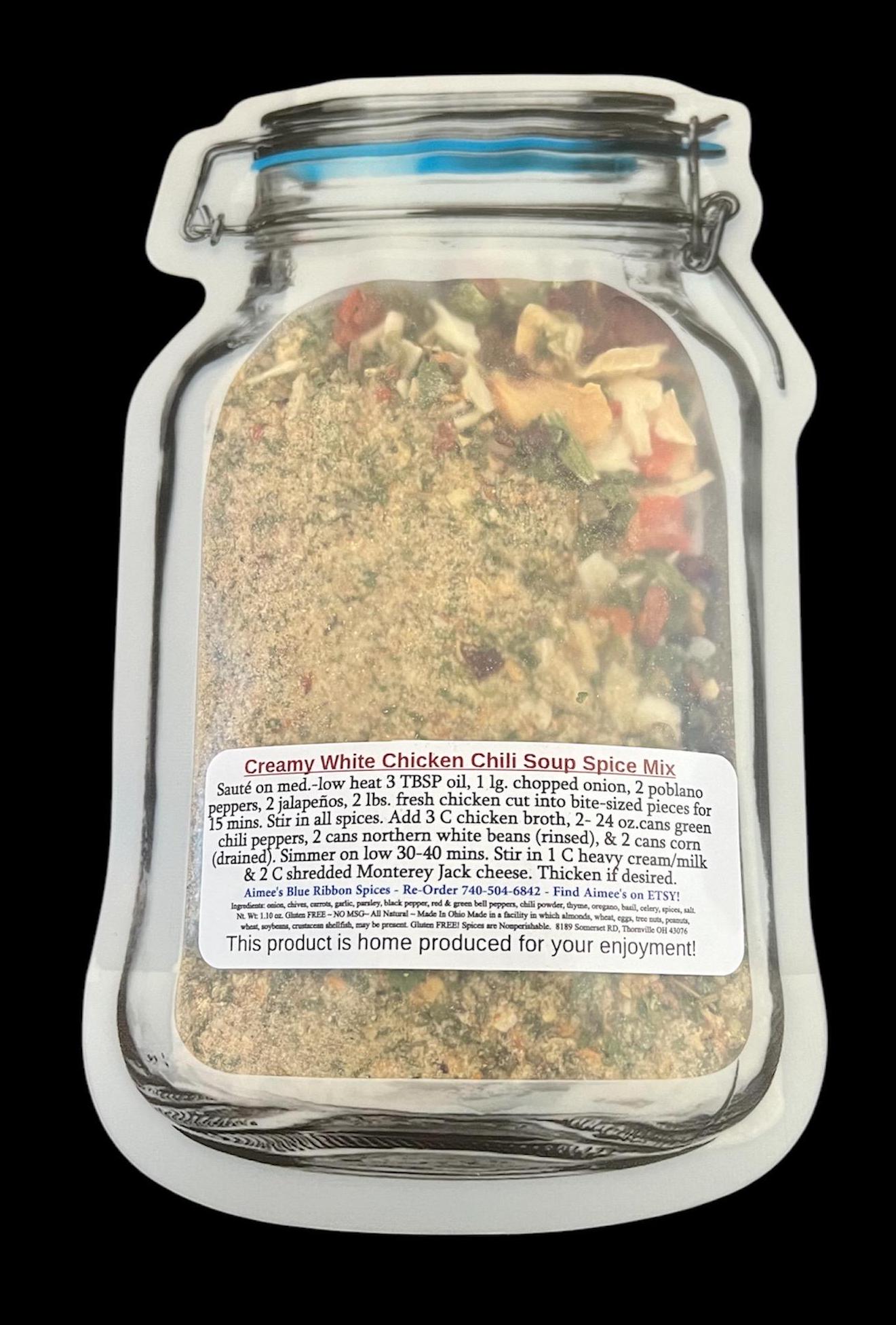 Creamy White Chicken Chili** Chili Seasoning Spice Seasoning Mix (NO SALT) Family  Crowd Favorite Hearty Spices are Gluten Free Amazing