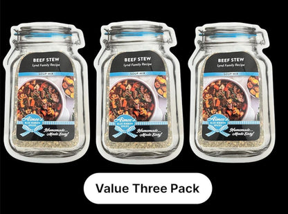 Beef Stew Spice Seasoning Mix “Value 3 Three Pack Bulk Savings” Family Size Dinner Meal - Loaded with Beef and Vegetables- Potluck- Tailgate