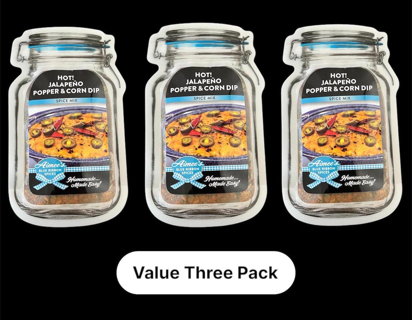 Hot! Jalapeño Popper & Corn Dip NO SALT Spice Mix “Value 3 Pack Bulk Savings” 3 Mixes Gluten Free #1 TOP Seller Party Favorite Additive Yum